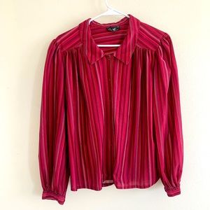EVC Vibes 70s 80s Vintage Red Micro Striped Button Up Joren Blouse